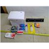 Image 1 : Lot of Office Supplies - Paper Clips, Hole Puncher, 5x7 Envelopes, Staples, Bottle Moisteners, Clear