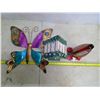 Image 2 : Painted Bird House, Hummingbird Feeder, and Wire/Glass Butterfly Ornament