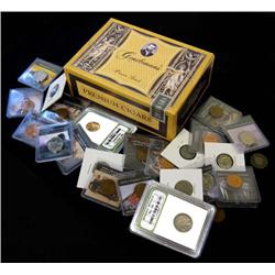 GENTLEMAN'S OLD STYLE CIGAR BOX COIN COLLECTION