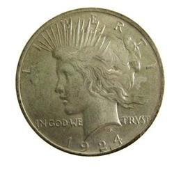 1924-P PEACE SILVER DOLLAR #64 BRILLIANT UNCIRCULATED