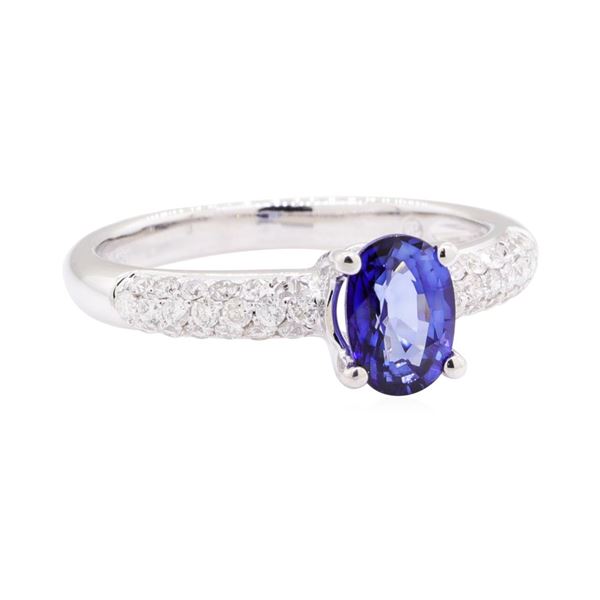 1.14 ctw Sapphire and Diamond Ring - 18KT White Gold