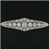 Image 1 : Art Deco Platinum 6.00 ctw Old European and Mine Cut Diamond Filigree Brooch