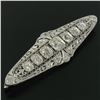 Image 2 : Art Deco Platinum 6.00 ctw Old European and Mine Cut Diamond Filigree Brooch