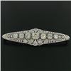 Image 3 : Art Deco Platinum 6.00 ctw Old European and Mine Cut Diamond Filigree Brooch