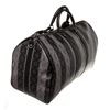 Image 4 : Louis Vuitton x Nigo Black Gray Monogram Eclipse Stripes Canvas Leather Keepall