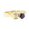 Image 1 : 1.18 ctw Blue Sapphire and Diamond Ring - 14KT Yellow Gold