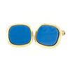 Image 1 : Vintage 14k Yellow Gold Flat Cushion Cut Bluish Gray Chalcedony Swivel Cufflinks
