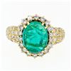Image 5 : Vintage 18k Gold 11.08 ctw AGL Oval Cabochon Emerald & Pave Diamond Cocktail Rin