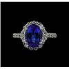 Image 2 : 3.01 ctw Tanzanite and Diamond Ring - 14KT White Gold