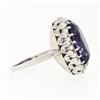 Image 5 : Vintage 14k White Gold Large 10.28 ctw Oval Amethyst Solitaire Ring w/ Pearl Hal