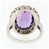 Image 6 : Vintage 14k White Gold Large 10.28 ctw Oval Amethyst Solitaire Ring w/ Pearl Hal