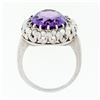 Image 7 : Vintage 14k White Gold Large 10.28 ctw Oval Amethyst Solitaire Ring w/ Pearl Hal