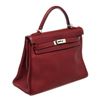 Image 2 : Hermes Wine Red Leather Kelly 32cm Handbag