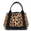 Image 2 : Balenciaga Brown Black Print Canvas Leopard Logo S Navy Cabas Tote Bag 339933