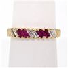 Image 1 : Vintage 18k Yellow Gold 0.75 ctw Baguette Diamond and Ruby Band Ring