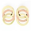 Solid 14k Yellow & Rose Gold Triple Interlocked Circle Ring Drop Dangle Earrings
