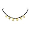 16 Inch Black Bead Station Necklace - 22KT Yellow Gold