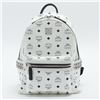 Image 1 : MCM White Monogram Visetos Canvas Leather Studs Stark Backpack