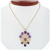 Image 1 : Vintage 14k Gold 7.05 ctw 9 Round Amethyst Large Brushed Textured Bouquet Pendan
