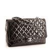 Image 1 : Chanel Vintage Black Quilted Patent Leather Classic Maxi Single Flap Bag