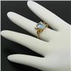 Image 3 : Retro 14k Yellow Gold 2.18 ctw Aquamarine Solitaire and Synthetic Ruby Ring