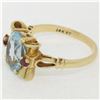 Image 6 : Retro 14k Yellow Gold 2.18 ctw Aquamarine Solitaire and Synthetic Ruby Ring