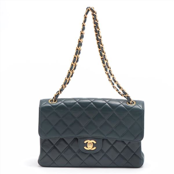 Chanel Classic Navy Blue Quilted Lambskin Leather CC Single Flap Shoulder Bag