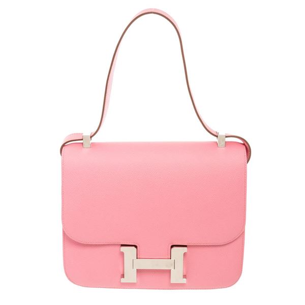 Hermes Rose D'Ete Evercolor Leather Constance 25cm Shoulder Bag