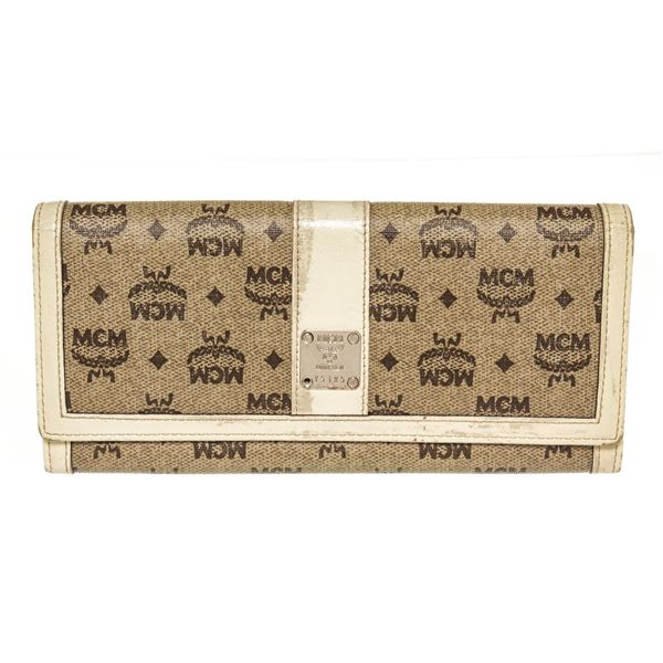 MCM Brown Monogram Visetos Canvas Leather Long Flap Wallet