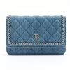 Image 1 : Chanel Blue Quilted Denim CC Chain Around Wallet on Chain