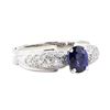 Image 1 : 2.81 ctw Sapphire And Diamond Ring - 18KT White Gold