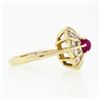 Image 5 : 14k Gold 1.67 ctw Cabochon Ruby & Dual Round Channel Diamond Platter Cocktail Ri