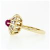 Image 6 : 14k Gold 1.67 ctw Cabochon Ruby & Dual Round Channel Diamond Platter Cocktail Ri