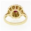 Image 7 : 14k Gold 1.67 ctw Cabochon Ruby & Dual Round Channel Diamond Platter Cocktail Ri