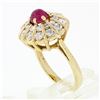 Image 9 : 14k Gold 1.67 ctw Cabochon Ruby & Dual Round Channel Diamond Platter Cocktail Ri