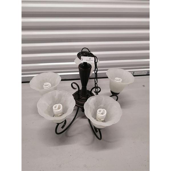 5-Bulb Frosted Glass Hanging Chandelier