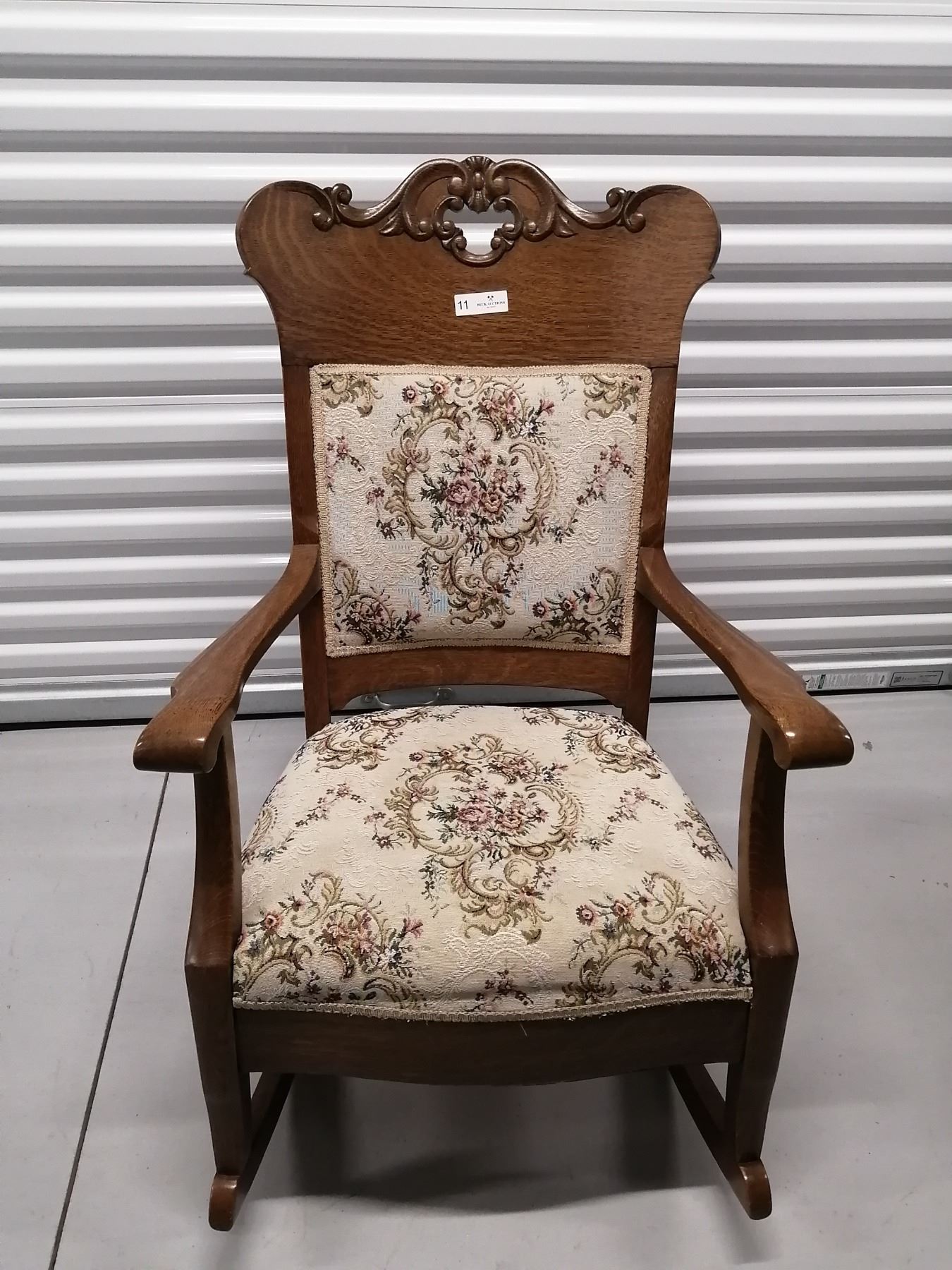 Vintage Wooden Rocking Chair w/ Embroidered Padding