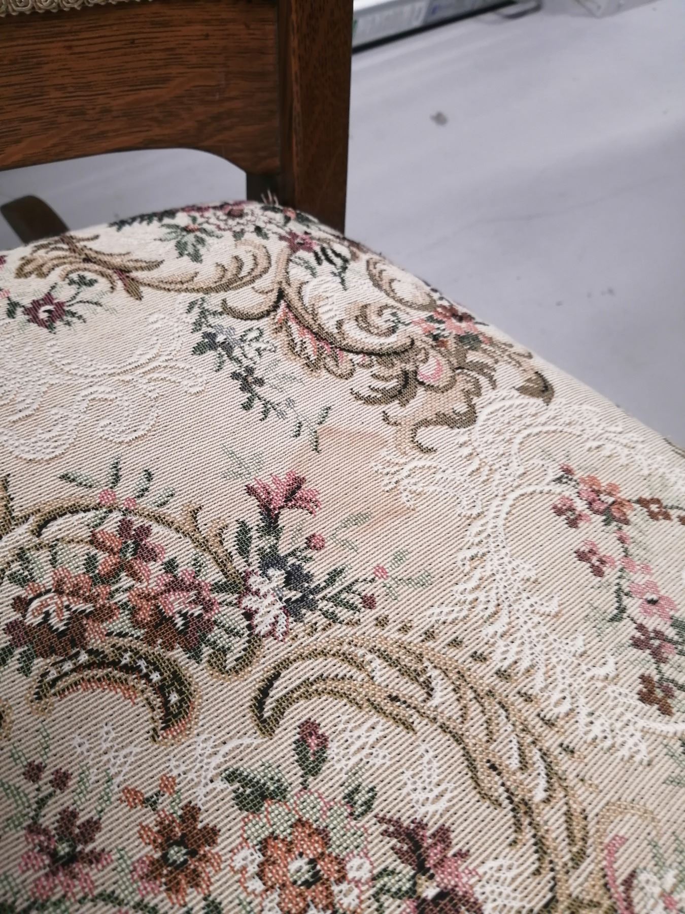 Vintage Wooden Rocking Chair w/ Embroidered Padding