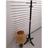 Image 1 : Brass Coloured Lamp and Wooden Coat Rack