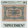 Image 1 : Netherlands Indies 10 Gulden 1920 Specimen Javasche Bank Pick 53bs PMG About UNC 50