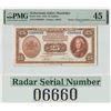 Image 1 : Netherlands Indies 25 Gulden 1943 Radar 06660 Serial Number! ABNC Pick 115a PMG Choice Extremely Fin