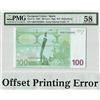 Image 1 : European Union 100 Euro 2002 Offset Printing Error Spain M002G3 Duisenberg Pick 5v PMG Choice About 