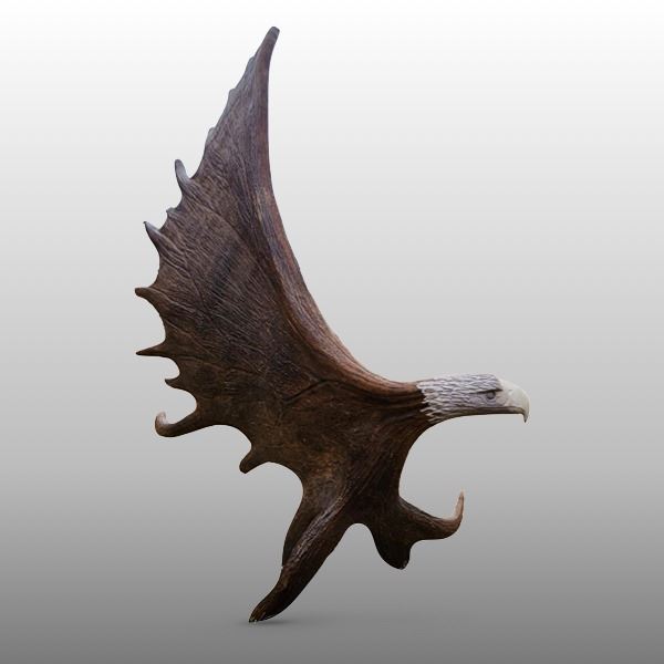 Large Moose Antler Hand Carved with an Eagle Head