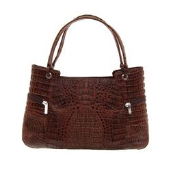 Ladies Rich Brown Crocobile Skin Handbag Purse