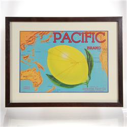 Antique Pacific Fruit Crate Label Framed