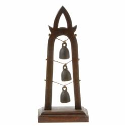 Bronze Temple Bells In Teak Stand