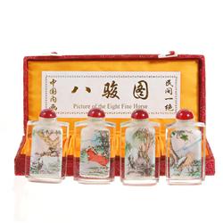 Chinese Beveled Glass Snuff Bottle Set 