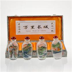Chinese Beveled Glass Snuff Bottle Set