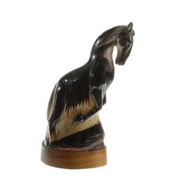 White Water Buffalo Horn Scrimshaw Stallion