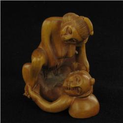 Handcrafted Kamasutra Boxwood Netsuke
